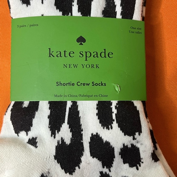kate spade Accessories - Kate Spade Monochrome Animal Print and stripes Crew Socks 3 pack